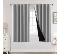 H.Versailtex 100% Blackout Window Curtains - Light Blocking, Thermal Insulated & Warm Protecting Eyelet for Living Room, Bedroom - 66 x 54 Inch, 2 Panels, Light Gray