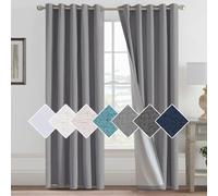 H.Versailtex 100% Grey Curtains for Bedroom with White Liner, Faux Linen Thermal Curtains for Bedroom, W66 x L90 Inch 2 Panels Set, Grey