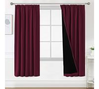 H.Versailtex 100% Pencil Pleat Blackout Curtains, Thermal Insulated Black Out Curtains with Lining, W46x L72 Inch, 2 Panels, Burgundy