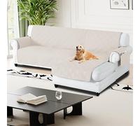 H.Versailtex 100% Waterproof Couch Covers for Sectional Sofa 2-Piece Couch Covers Sectional Chaise Sofa Cover L Shaped for Dogs Non Slip (Right Chaise Lounge Cover + 3 Seat Sofa Cover, Frenchoak)