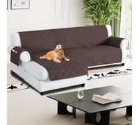 H.Versailtex 100% Waterproof Couch Covers for Sectional Sofa 2-Piece Non Slip Corner Sofa Cover Sectional Couch Cover L Shaped for Dogs (Left Chaise Lounge Cover + 3 Seat Sofa Cover, Brown)