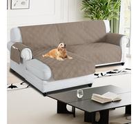 H.Versailtex 100% Waterproof Couch Covers for Sectional Sofa 2-Piece Non Slip Corner Sofa Cover Sectional Couch Cover L Shaped for Dogs (Left Chaise Lounge Cover + 2 Seat Sofa Cover, Taupe)