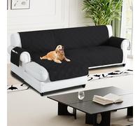 H.Versailtex 100% Waterproof Couch Covers for Sectional Sofa 2-Piece Non Slip Corner Sofa Cover Sectional Couch Cover L Shaped for Dogs (Left Chaise Lounge Cover + 3 Seat Sofa Cover, Black)