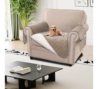 H.Versailtex 100% Waterproof Sofa Cover 1 Seater Living Room Armchair Covers Sofa Slipcovers Chair Seat Covers with Side Pocket, Sofa Protectors From Pets (1 Seater, Khaki)