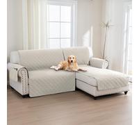 H.Versailtex 100% Waterproof Sofa Slipcovers for Sectional Sofa 2-Piece Corner Sofa Cover Sectional Couch Cover L Shaped, Seat Width 205CM(Right Chaise Lounge Cover+2 Seat Sofa Cover,Frenchoak)