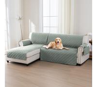 H.Versailtex 100% Waterproof Sofa Slipcovers for Sectional Sofa 2-Piece Corner Sofa Cover Sectional Couch Cover L Shaped, Seat Width 247CM (Left Chaise Lounge Cover+3 Seat Sofa Cover, Lilypad)
