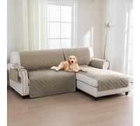 H.Versailtex 100% Waterproof Sofa Slipcovers for Sectional Sofa 2-Piece Corner Sofa Cover Sectional Couch Cover L Shaped, Seat Width 205CM (Right Chaise Lounge Cover+2 Seat Sofa Cover, Taupe)