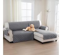 H.Versailtex 100% Waterproof Sofa Slipcovers for Sectional Sofa 2-Piece Corner Sofa Cover Sectional Couch Cover L Shaped, Seat Width 205CM (Right Chaise Lounge Cover+2 Seat Sofa Cover, Grey)