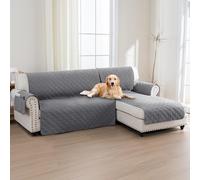 H.Versailtex 100% Waterproof Sofa Slipcovers for Sectional Sofa 2-Piece Corner Sofa Cover Sectional Couch Cover L Shaped, Seat Width 247CM (Right Chaise Lounge Cover+3 Seat Sofa Cover, Grey)