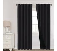 H.Versailtex Blackout Curtains,100% Light blocking Curtains, Thermal Insulated & Warm Protecting, Curtains Eyelet for Living Room, Bedroom,66 x 90 Inch,2 Panels,Black