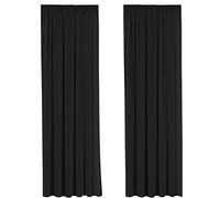 H.Versailtex Blackout Thermal Pencil Pleat Curtain Drapes for Bedroom Home Deco Darkening Window Treatment Panels for Light Blocking, with Two Free Tiebacks - Black, 66" Width x 90" Drop, 2 Panels