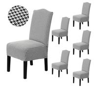 H.VERSAILTEX Chair Covers for Dining Chairs Stretch Classic Black and White Houndstooth Dining Chair Covers, 6-Pack, Extra Thick Soft Durable Parson Chair Slipcover Washable Kitchen Chair Cover