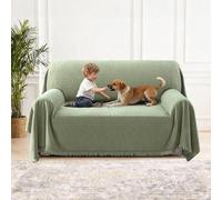 H.Versailtex Chenille Couch Cover Sofa Covers 2 3 4 Seater, Waterproof Sofa Covers for Pet Friendly, Soft Couch Covers for Dogs, Breathable, All-season Universal, 180 x 260 cm, Green