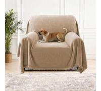 H.Versailtex Chenille Sofa Cover for 1 2 3 4 Seater, Waterproof Sofa Slipcover Sofa Protectors from Pets, All-Season Protection Couch Cover for Dogs, 180 x 230 cm, Khaki