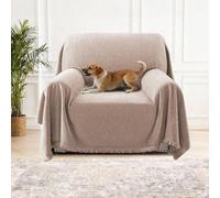 H.Versailtex Chenille Sofa Cover for 1 2 3 4 Seater, Waterproof Sofa Slipcover Sofa Protectors from Pets, All-Season Protection Couch Cover for Dogs, 180 x 230 cm, Camel