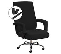 H.VERSAILTEX Home Office Chair Covers Stretchable Computer Desk Chair Covers Mid - High Back Universal Executive Boss Gaming Seat Cover Removable Machine Washable,Non Slip Thick Jacquard, Black- Large