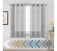 H.VERSAILTEX Linen Curtains Nickel Grommet Natural Linen Semi-Sheer Curtains 2 Panels Privacy Added Premium Soft Rich Material Drapes for Bedroom/Living Room/Sliding Door - 52x54 - Inch - Dove