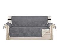 H.Versailtex Premium Reversible Couch Slipcover Oversized Sofa Covers Furniture Protector, 2" Strap, Washable Covers Protect from Kids, Dogs, Cats, Pets (Oversized Sofa: Gray/Beige)