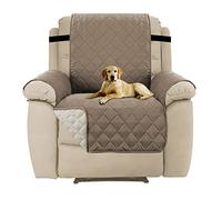 H.Versailtex Recliner Sofa 1 Seater, Water Resistant Sofa Covers for Kids, Machine Washable Chair Couch Cover with Adjustable Elastic Straps for Pets(Taupe/Beige)