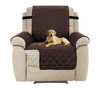 H.Versailtex Reclining Chair Covers, Water Resistant Recliner Sofa Covers, Non Slip Recliner Slipcover for Pets/Kids with Elastic Strap (Brown/Beige)