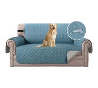 H.Versailtex Reversible Loveseat Couch Covers for 2 Cushion Couch Water Resistant Couch Cover From Dog, Pet Couch Cover Protector Non Slip Furniture Protector with Elastic Strap (Citadel/Beige)