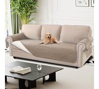H.Versailtex Sofa Cover 100% Waterproof Sofa Slipcovers 4 Seater, Washable Sofa Protector with Side Pocket, Non Slip Couch Covers for Kids/Dogs/Pets (4 Seater, Khaki)