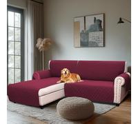 H.Versailtex Water Resistant Sofa Covers for Sectional Sofa 2-Piece Non Slip Corner Sofa Cover Sectional Couch Cover L Shaped for Dogs (Left Chaise Lounge Cover + 2 Seat Sofa Cover, Burgundy)