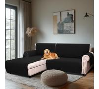 H.Versailtex Water Resistant Sofa Covers for Sectional Sofa 2-Piece Non Slip Corner Sofa Cover Sectional Couch Cover L Shaped for Dogs (Left Chaise Lounge Cover + 2 Seat Sofa Cover, Black)