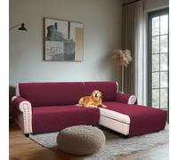 H.Versailtex Water Resistant Sofa Covers for Sectional Sofa 2-Piece Non Slip Corner Sofa Cover Sectional Couch Cover L Shaped for Dogs (Right Chaise Lounge Cover + 3 Seat Sofa Cover, Burgundy)