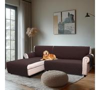 H.Versailtex Water Resistant Sofa Covers for Sectional Sofa 2-Piece Non Slip Corner Sofa Cover Sectional Couch Cover L Shaped for Dogs (Left Chaise Lounge Cover + 3 Seat Sofa Cover, Brown)