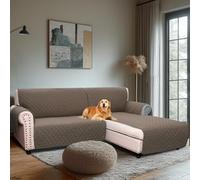 H.Versailtex Water Resistant Sofa Covers for Sectional Sofa 2-Piece Non Slip Corner Sofa Cover Sectional Couch Cover L Shaped for Dogs (Right Chaise Lounge Cover + 2 Seat Sofa Cover, Taupe)