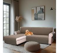 H.Versailtex Water Resistant Sofa Covers for Sectional Sofa 2-Piece Non Slip Corner Sofa Cover Sectional Couch Cover L Shaped for Dogs (Left Chaise Lounge Cover + 3 Seat Sofa Cover, Taupe)