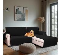 H.Versailtex Water Resistant Sofa Covers for Sectional Sofa 2-Piece Non Slip Corner Sofa Cover Sectional Couch Cover L Shaped for Dogs (Right Chaise Lounge Cover + 2 Seat Sofa Cover, Black)