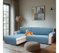 H.Versailtex Water Resistant Sofa Covers for Sectional Sofa 2-Piece Non Slip Corner Sofa Cover Sectional Couch Cover L Shaped for Dogs (Left Chaise Lounge Cover + 3 Seat Sofa Cover, Citadel)