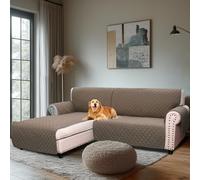 H.Versailtex Water Resistant Sofa Covers for Sectional Sofa 2-Piece Non Slip Corner Sofa Cover Sectional Couch Cover L Shaped for Dogs (Left Chaise Lounge Cover + 2 Seat Sofa Cover, Taupe)
