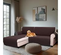 H.Versailtex Water Resistant Sofa Covers for Sectional Sofa 2-Piece Non Slip Corner Sofa Cover Sectional Couch Cover L Shaped for Dogs (Left Chaise Lounge Cover + 2 Seat Sofa Cover, Brown)