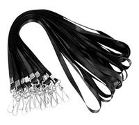 H&W 30Pcs Lanyards for Id Badges,Woven Badge Lanyard,Flat Neck Lanyard with Swivel Hooks Clips, Black, 0.38"W, 18.5"L