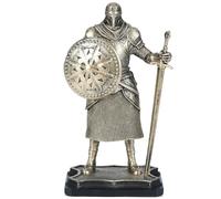 H&W 7.1''H Warrior Figurine, Guard Ornament, Soldier Statue, Medieval Armored Knight Decoration, for Office Desk & Study Room, A Gift for Husband/Father/A Real Man, Golden(WS24104-J)