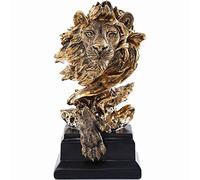 H&W Lion Statue,Gold Sculptures,Sandstone Resin Lion Figurines for Men,Abstract Art Statue Ornaments for Home Office Living Room Bookshelf Table Desktop Housewarming Décor