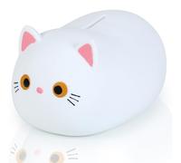 H&W White Cat Piggy Bank for Girls,Plastic Coin Bank,Unbreakable Money Bank,Cute Piggy Bank for Kids,First Money Box,Best Birthday