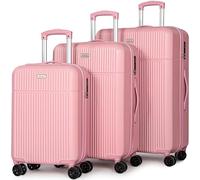 H.yeed 3 Piece Luggage Sets, ABS Hard Shell Suitcase Set with 4 Double Spinning Wheels TSA Lock Small/Medium/Large Luggage- 3 Piece Set (20"/24"/28"), Pink
