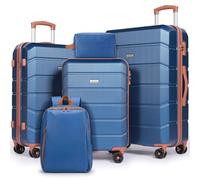 H.yeed 5 Piece Luggage Sets, Travel Suitcase with 4 Spinner Wheels and TSA Lock, ABS Hard Shell Suitcase Sets, 21’’+24’’+28’’ Luggage with Travel Backpack&Toiletry Bag for Family Travel-Blue