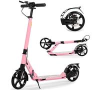 H.yeed Adult Kick Scooter with Disc Handbrake, Foldable Adjustable Urban Scooter with Dual Suspension, 200mm Big Wheels for Kids Adults and Teens (Pink)