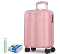 H.yeed Carry On Luggage ABS Hard Shell Hand Cabin Suitcase with 4 Double Spinning Wheels TSA Lock Small Suitcase - Pink, 20" Carry-On Suitcase