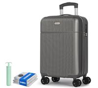 H.yeed Carry On Luggage ABS Hard Shell Hand Cabin Suitcase with 4 Double Spinning Wheels TSA Lock Small Suitcase - Grey, 20" Carry-On Suitcase