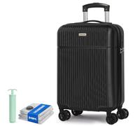 H.yeed Carry On Luggage ABS Hard Shell Hand Cabin Suitcase with 4 Double Spinning Wheels TSA Lock Small Suitcase - Black, 20" Carry-On Suitcase