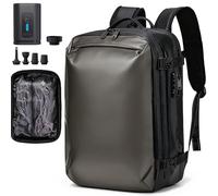 H.yeed Travel Backpack, Expandable 30L-60L Vacuum Backpack with Pump, Waterproof Lightweight Business Rucksack, Wet Dry Separation, Fits 17.3 Inch Laptop (Champagne Gold)