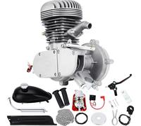 H-YEEU 100CC Bicycle Engine Motor Kit Fits 26" 28" Bike Bicycle Motorized 2 Stroke Petrol Gas Motor Engine Kit Full Set (Silver)