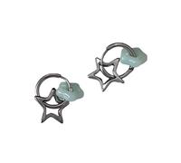 H&Z Y2k Star Earrings Green Star Earrings Grunge Aesthetic Small Jade Star Hoop Jewelry for Girls Women, Zinc, No Gemstone