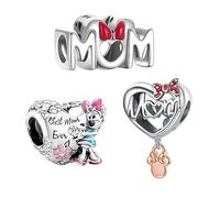 H.ZHENYUE Moom Mouse Cartoon Charm Bead fit Bracelet Necklace for Woman Girls,925 Sterling Silver Pendant Beads with Cubic Zirconia,Happy Birthday Christmas Halloween Valentine's Day Gifts 3 Packs